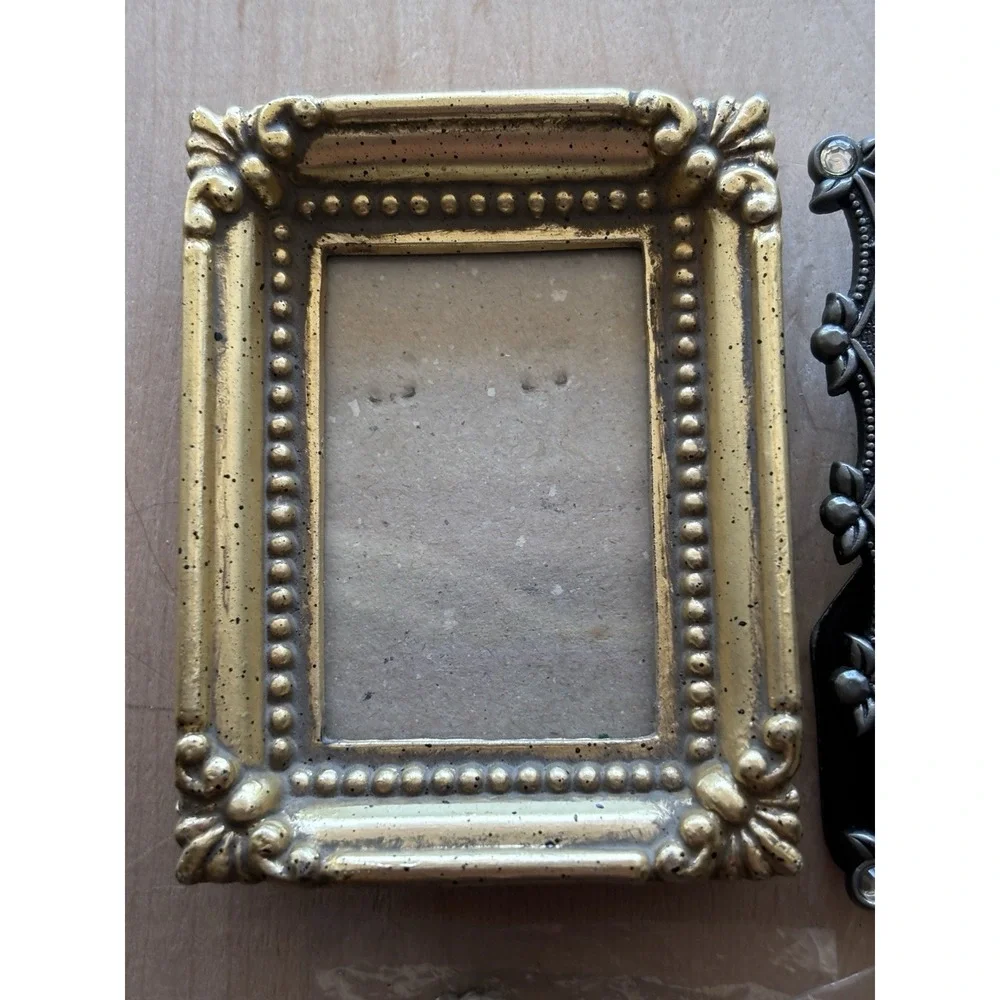 Vtg Mini Frame LOT of 6 Pewter Metal Wooden 3 NIP 1 1/2